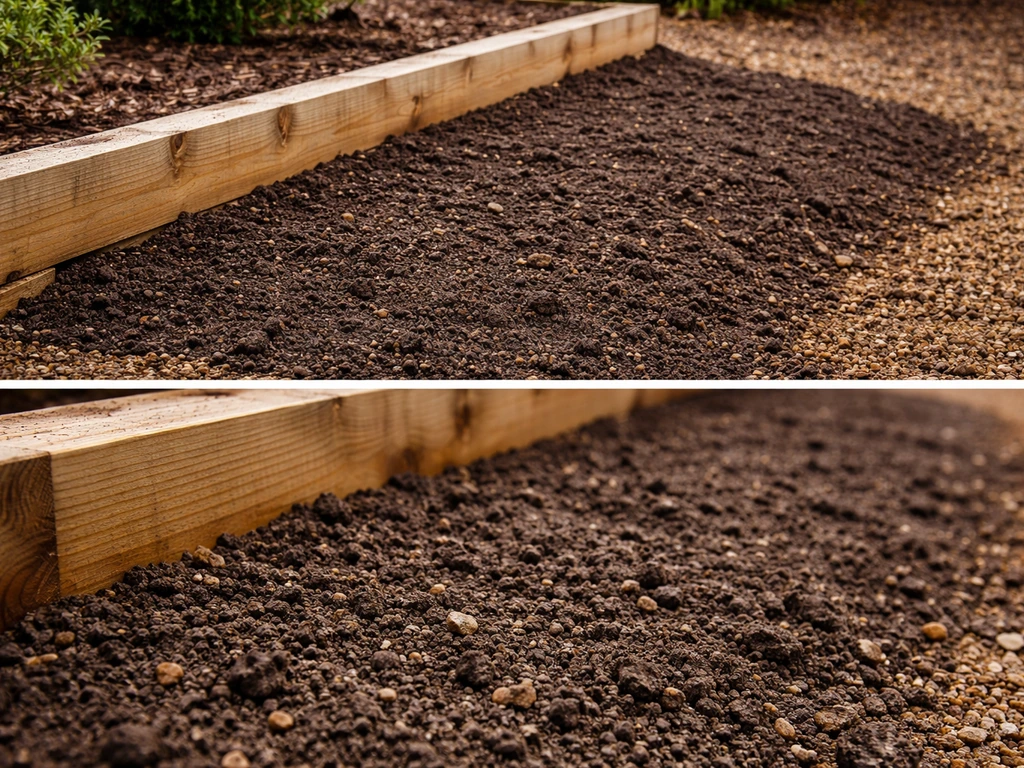 Sloped, well-drained planting area with damp soil and no standing water, plus visible soil texture closeup.