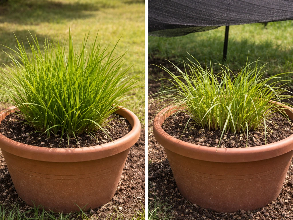 Tiger-nut-like sedge thrives in full sun on one side and is weaker in partial shade on the other.