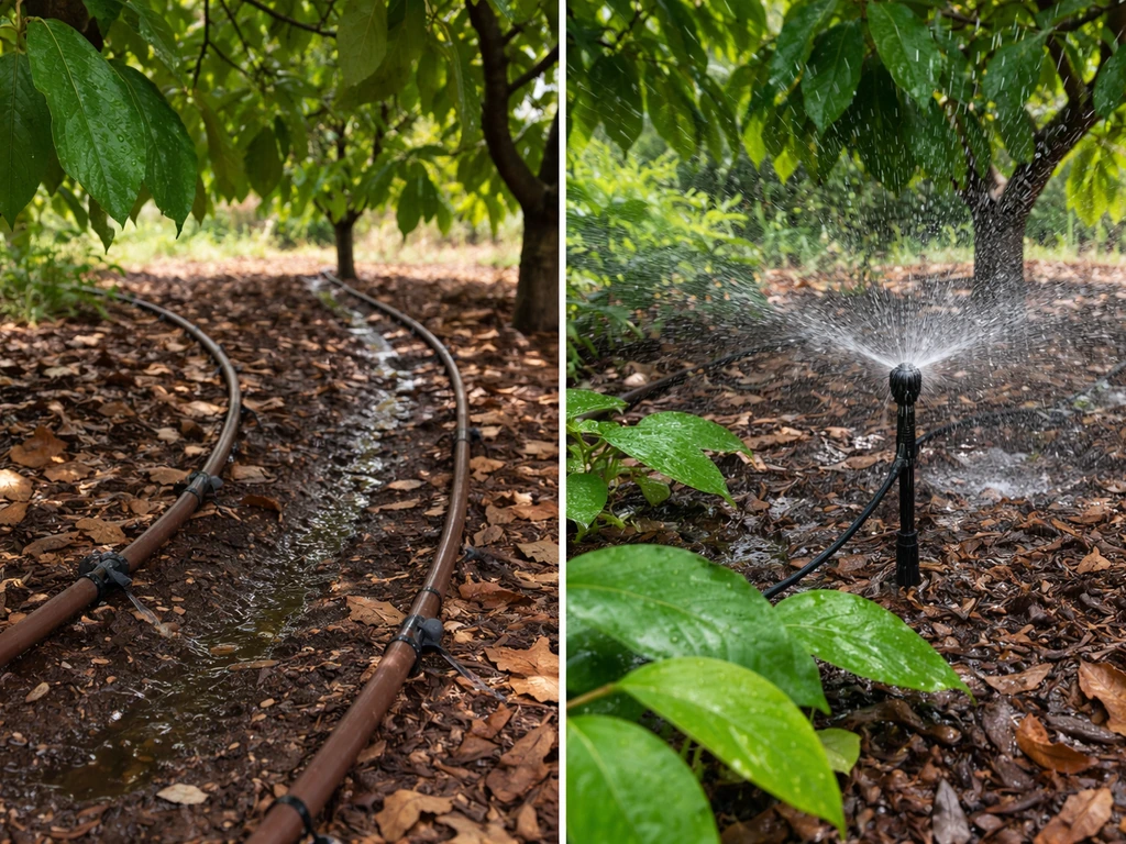 Drip irrigation system components and sprinkler heads compared