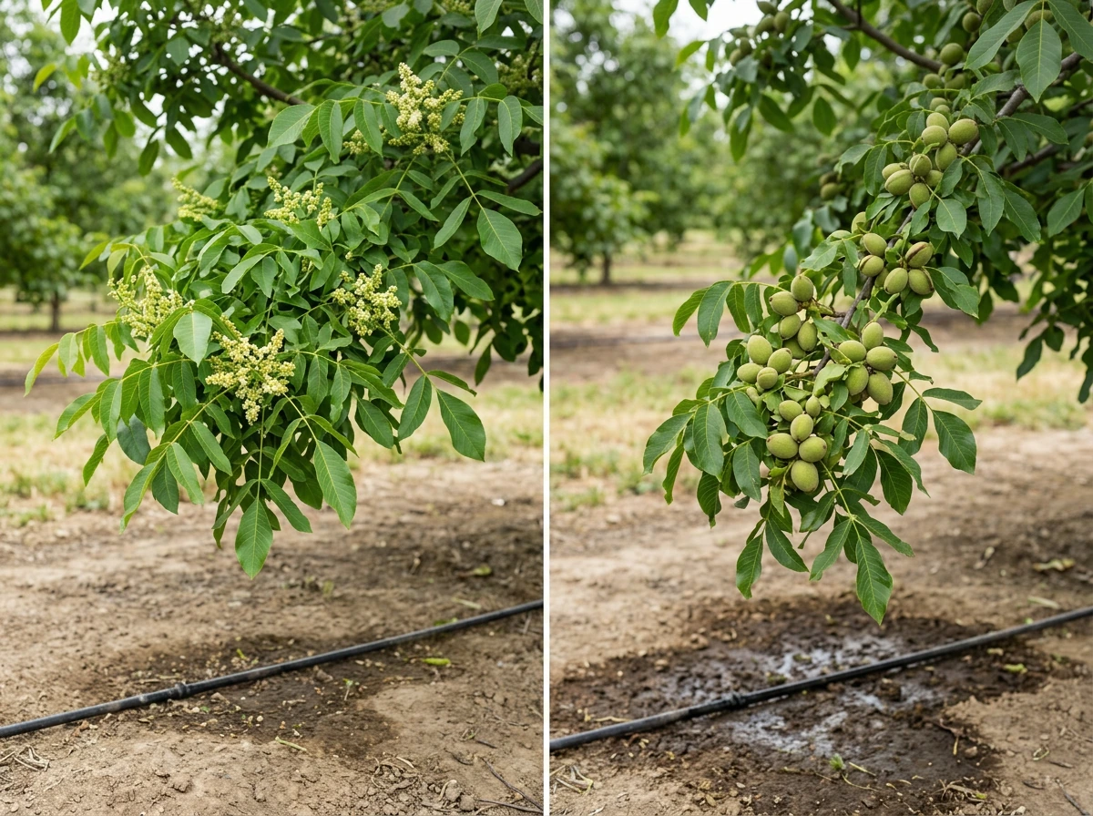 Cashew growth phases with irrigation and differing root-zone moisture