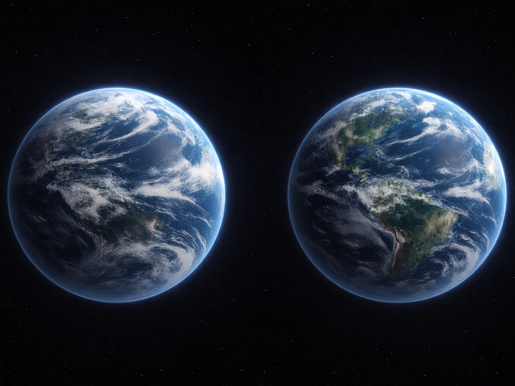 Split-view silhouette showing Earth’s same outer radius with inner layers shifted from ice, ocean, and air