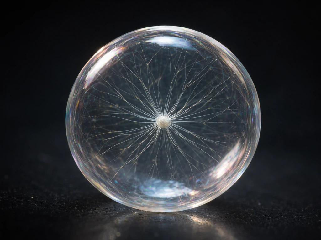 Macro image of a translucent swollen membrane with an internal filament scaffold resisting deformation.