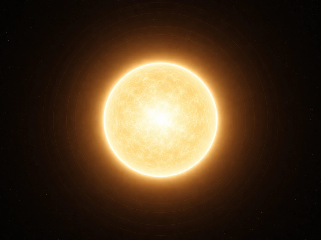 Realistic view of the Sun’s glowing disk with subtle surrounding light-arc cues of slow brightening over time.