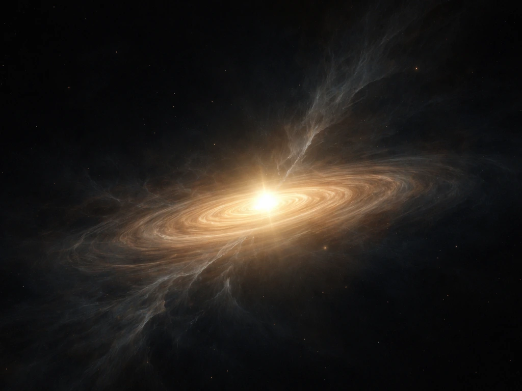 Central protostar forming from a collapsing gas-and-dust nebula with an accretion disk.