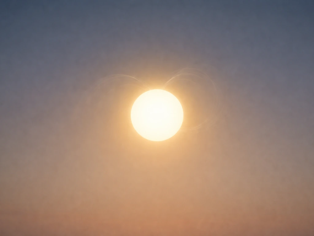 Sun in the sky with faint, wispy magnetic loops suggesting solar cycle activity.