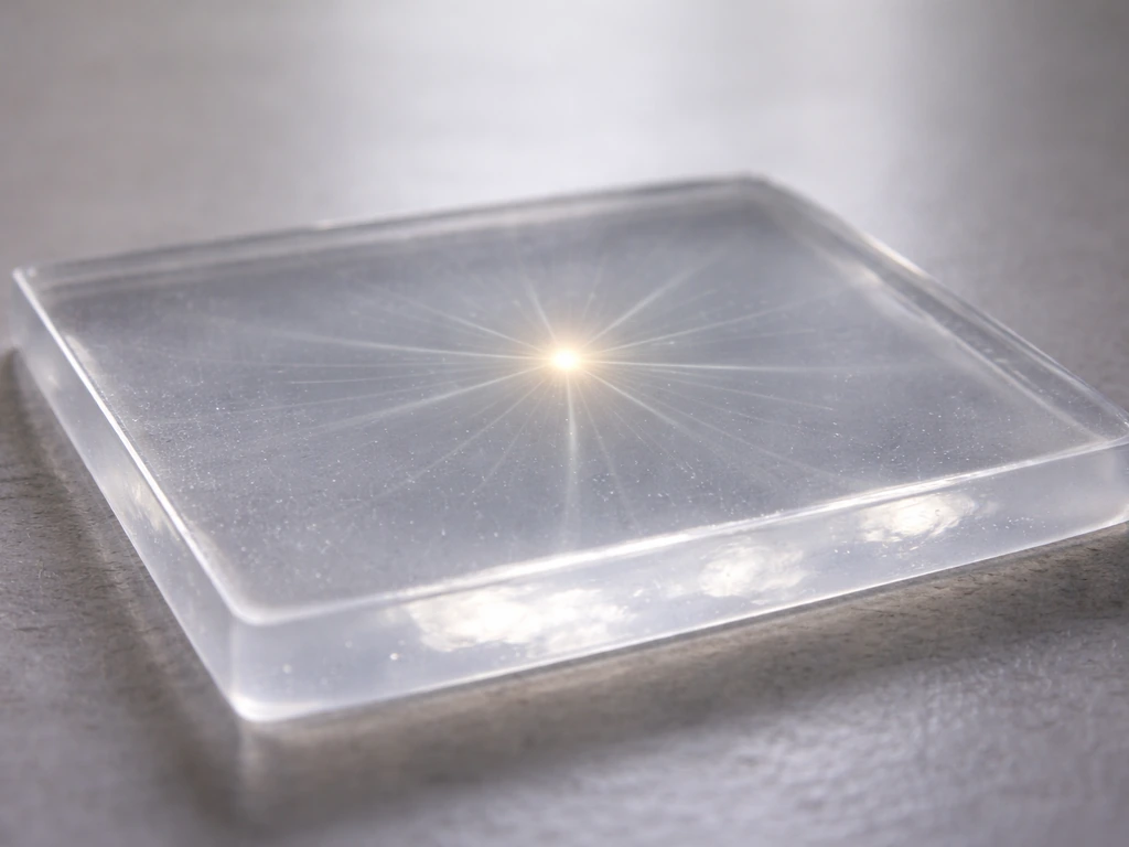 Close-up of a small nutrient source in clear gel with faint arrows showing diffusion fading with distance