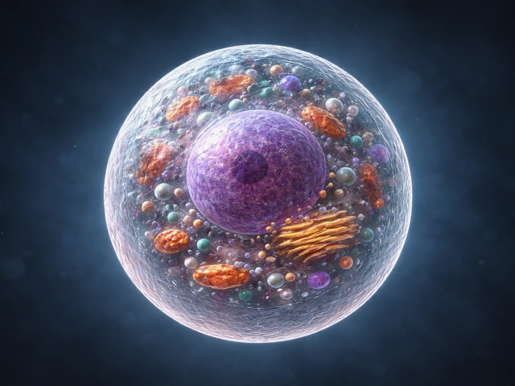 Single cell with denser internal organelles, subtle late-G1 boundary hint of a restriction point transition.