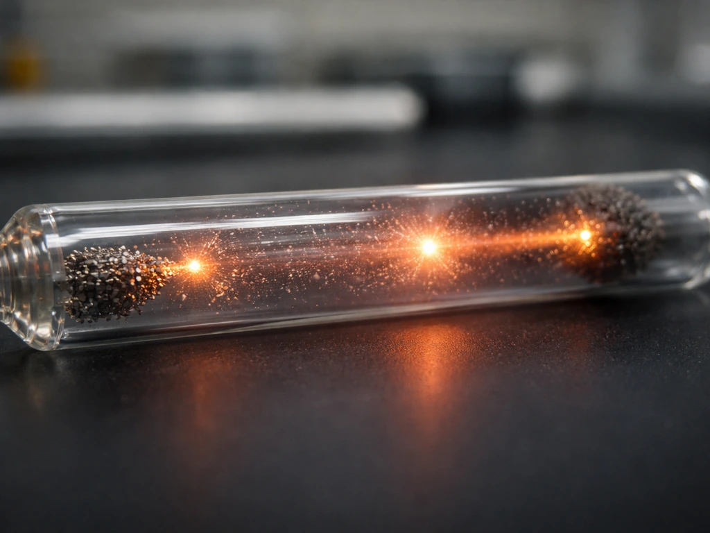 Minimal photo of an anonymous lab setup showing a tube-like carbon growth concept with four catalysts steps