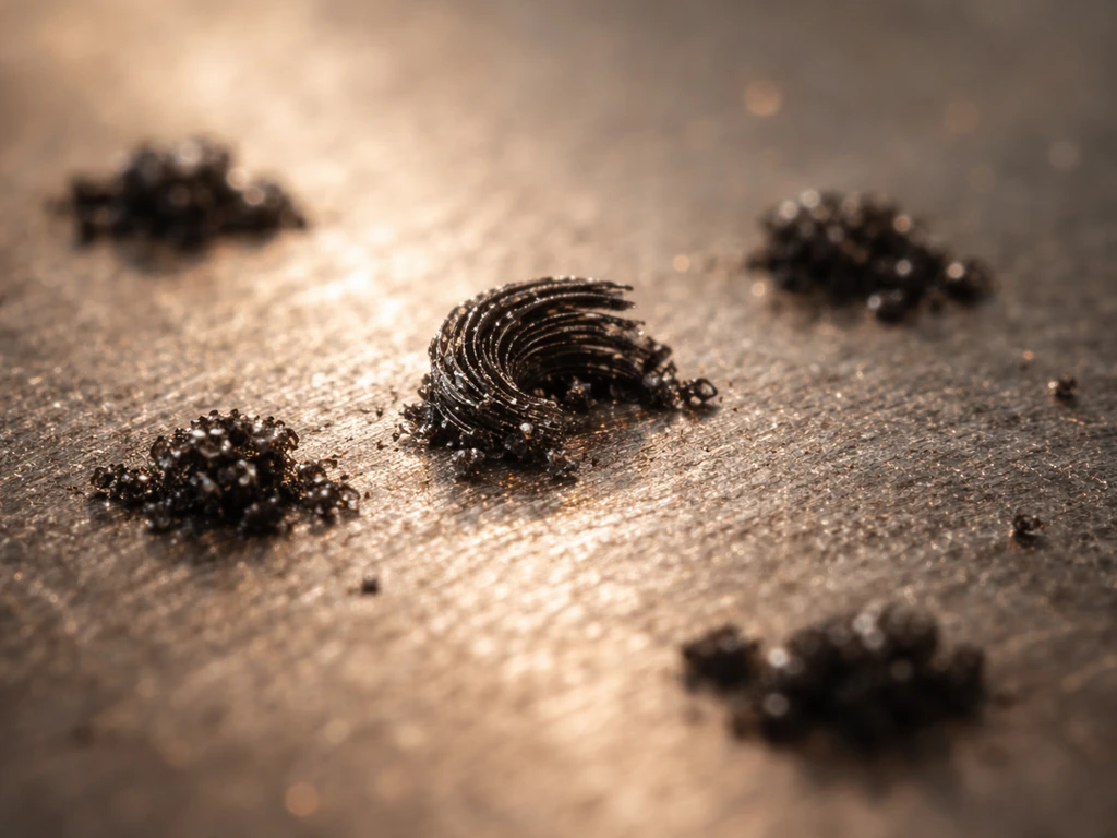 Close-up of carbonaceous clusters on a nickel-like catalyst surface forming a tiny curved cap toward nanotube growth