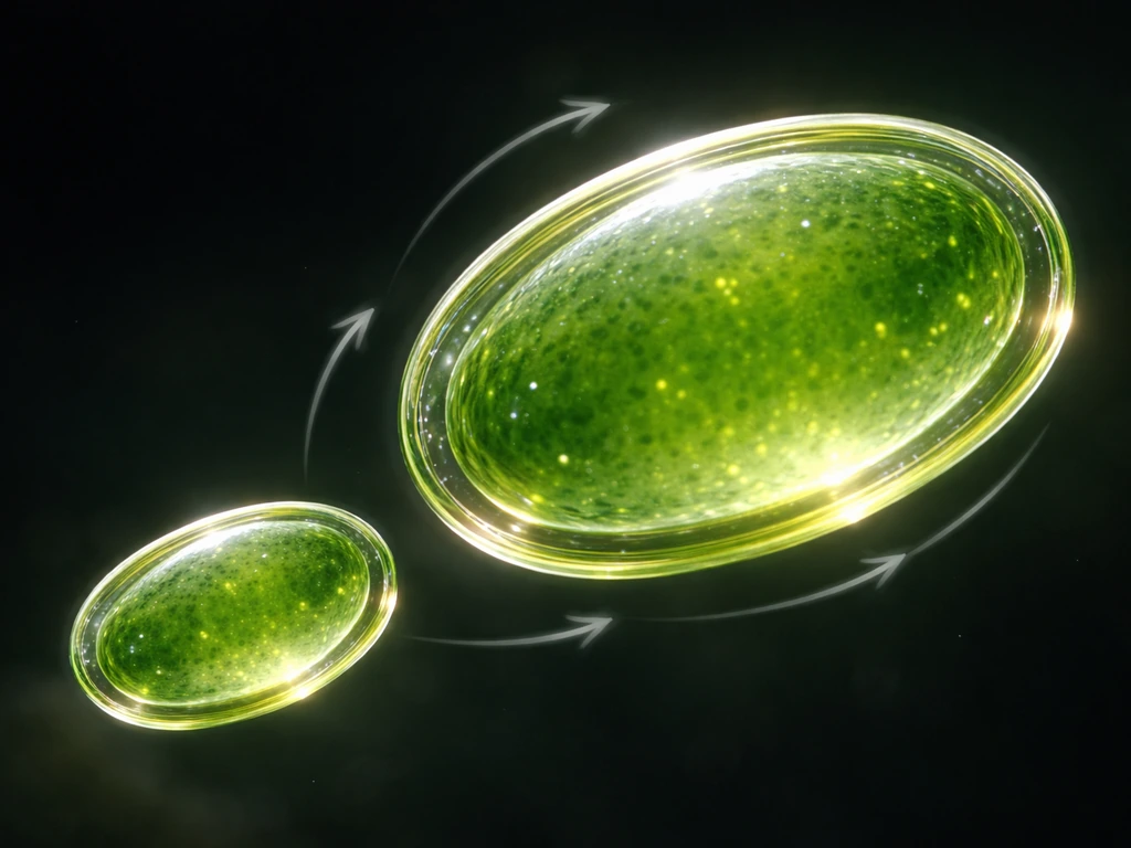 Close-up illustration-style photo of a single plant cell expanding in place without dividing