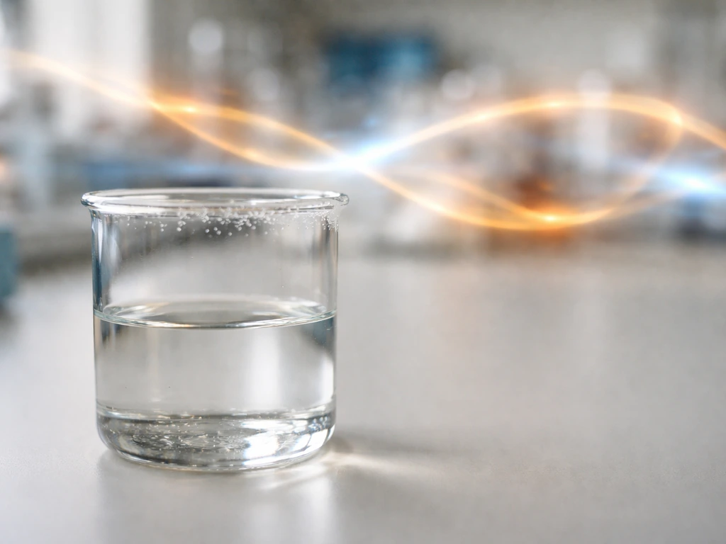 Minimal photo of a lab bench with glucose and a glowing glycolysis-like pathway effect in the background.