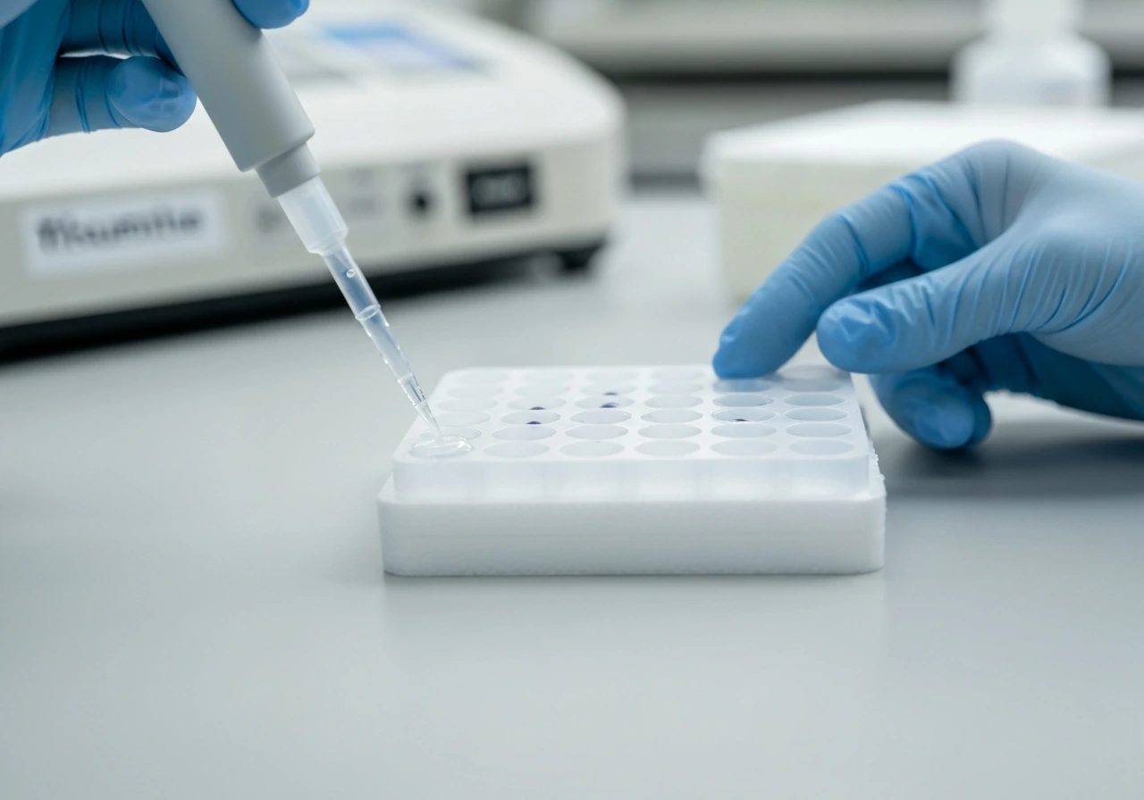 Hand pipetting coating onto a tissue-culture treated plate, then seeding cells with gentle rocking motion.