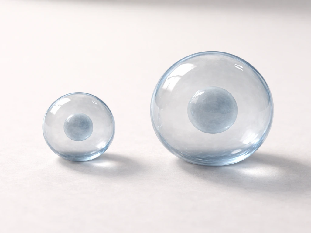 Close-up 3D-like model of a small and a large cell shape showing surface versus volume effect