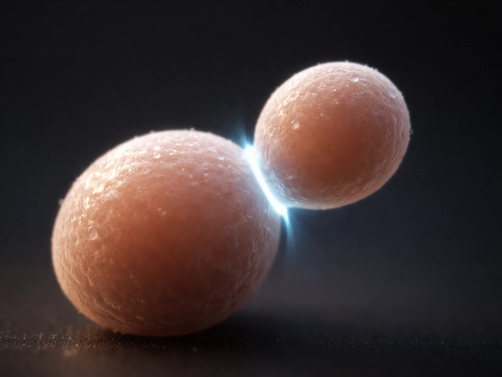 Macro photo of a budding yeast cell with a subtle gate-like barrier at its neck.