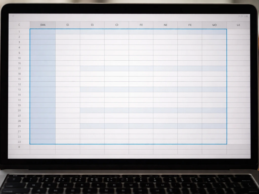 Spreadsheet cells A1 to D50 with wrapped text and expanded row heights, shown from above