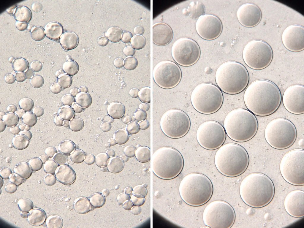 Microscope image showing budding yeast size increase vs budding development