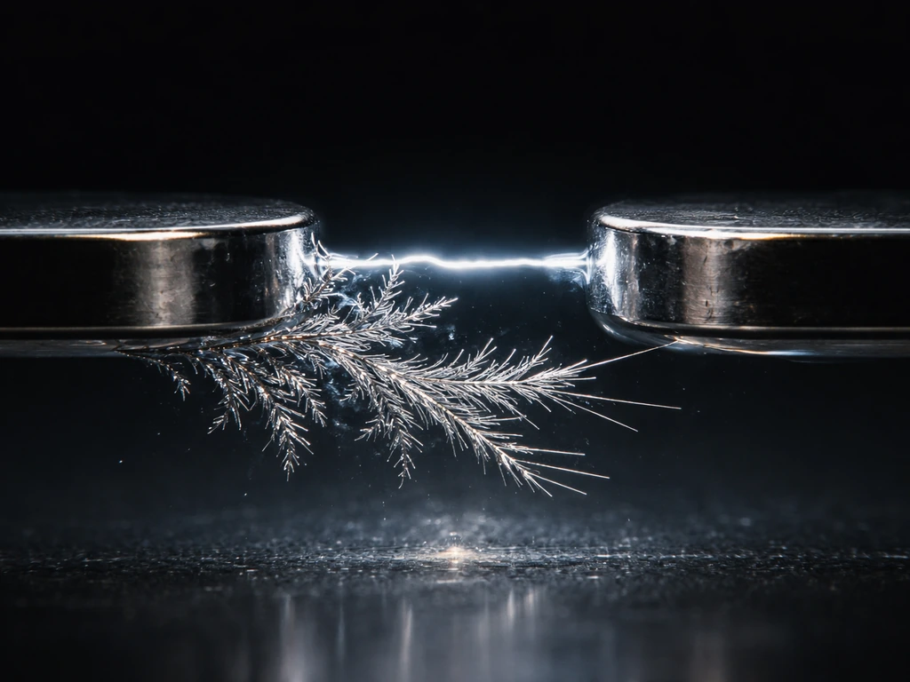 DC electric field between electrodes causing delicate crystal-like growth on a surface