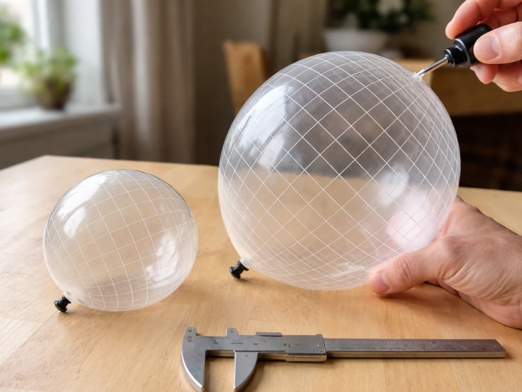 Inflating a balloon to show volume growing faster than surface.