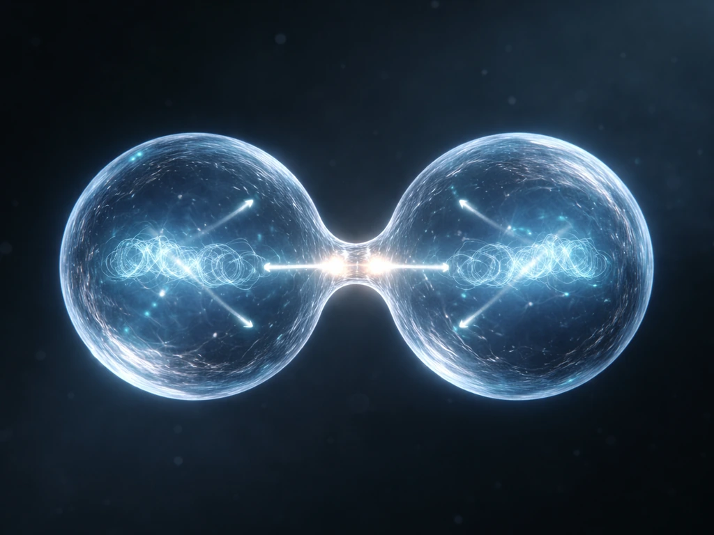 Macro view of a dividing cell, DNA replication glow, pinching into two balanced daughter cells.