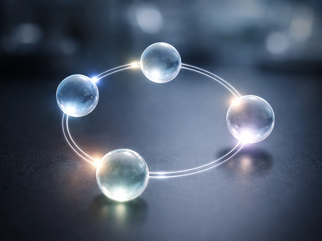 Minimal four-node glowing flow path suggesting cell-cycle checkpoints with brighter control points.
