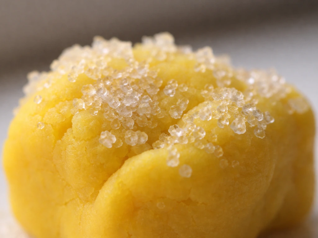 Macro view of crystalline salt residue on a small piece of Play-Doh, close-up texture details