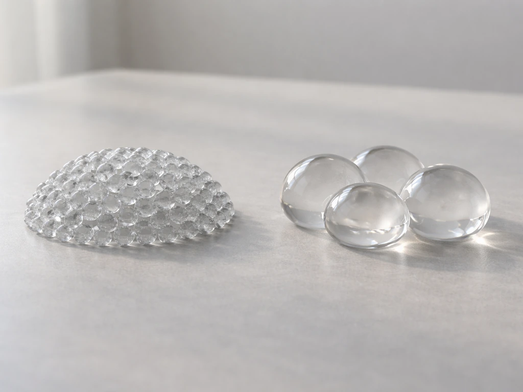 Two gel organism shapes: one made of many small cells, the other of fewer larger cells.