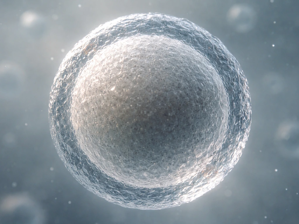 Microscope-like view of a single enlarging spherical cell, its surface flattening as space constraints limit growth.