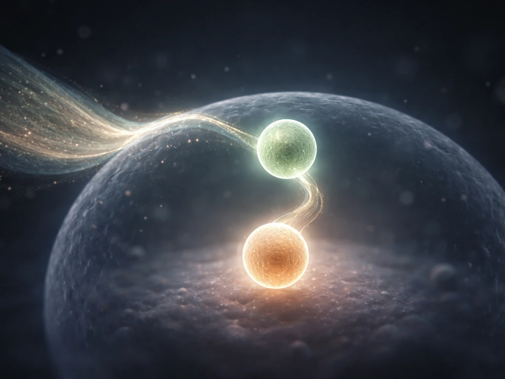 Photo-like molecular cascade with glowing factors in a nucleus, upstream wave signaling leading inward.