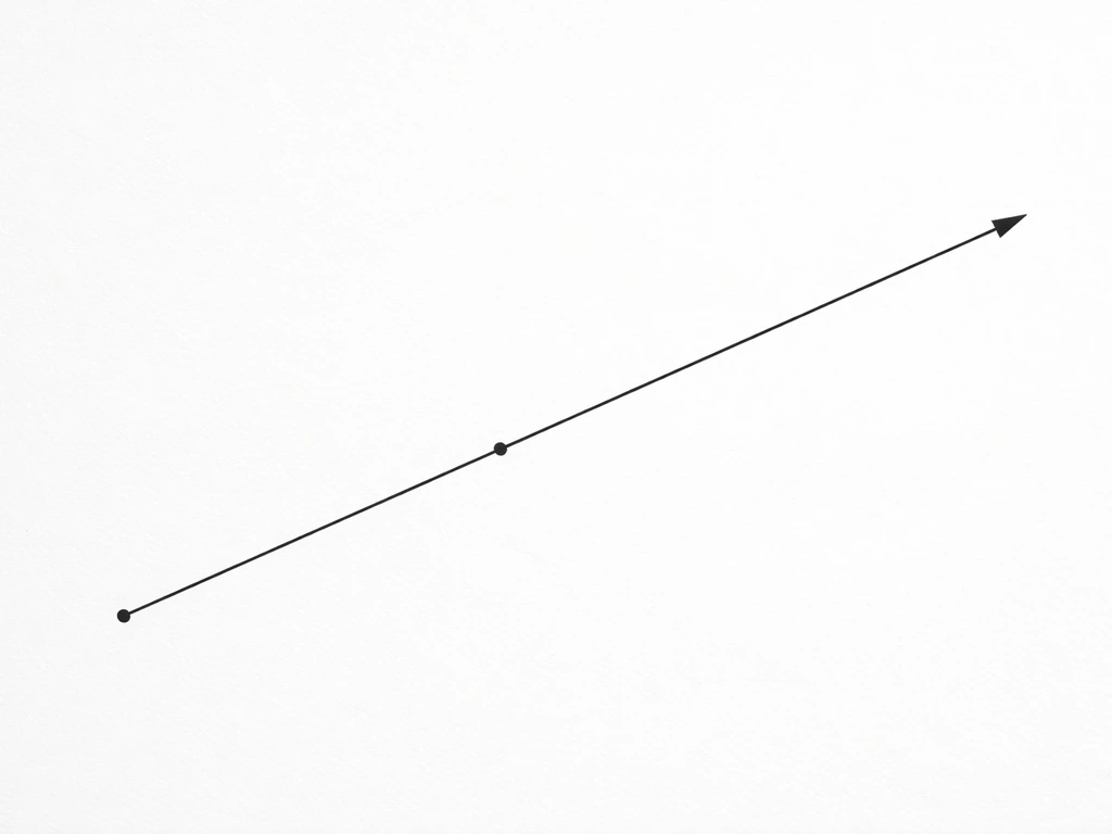 Diagonal line segment with one endpoint extended to show growth from that endpoint.