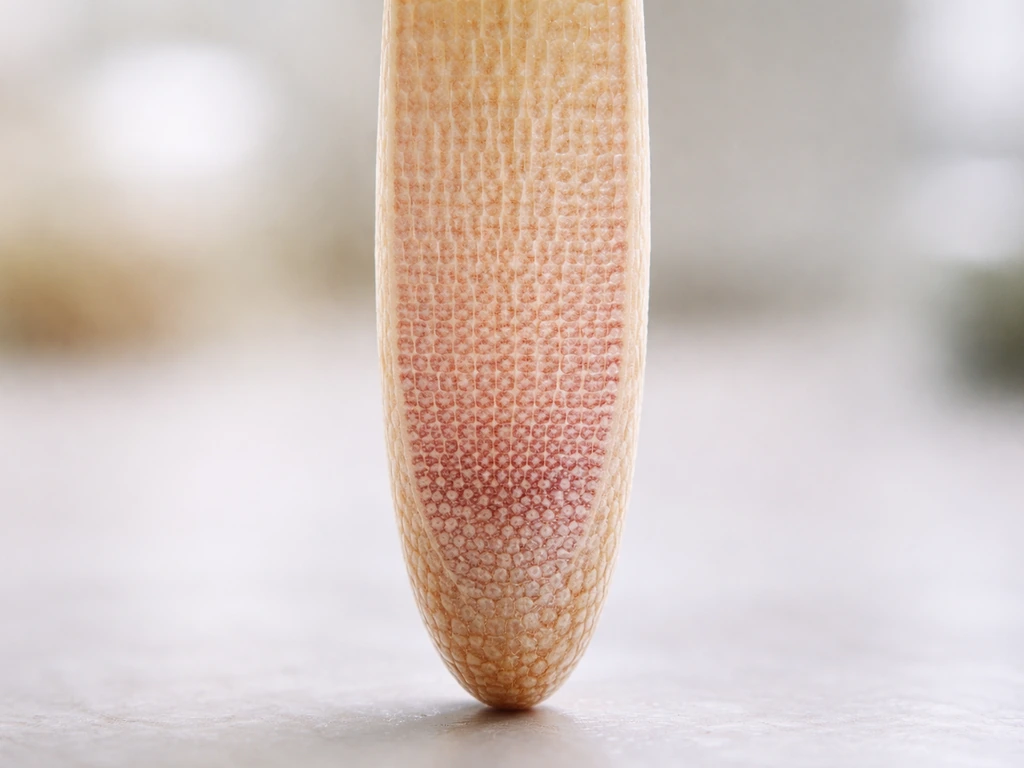 Microscope-style view of a root tip showing four stacked zones from the tip upward