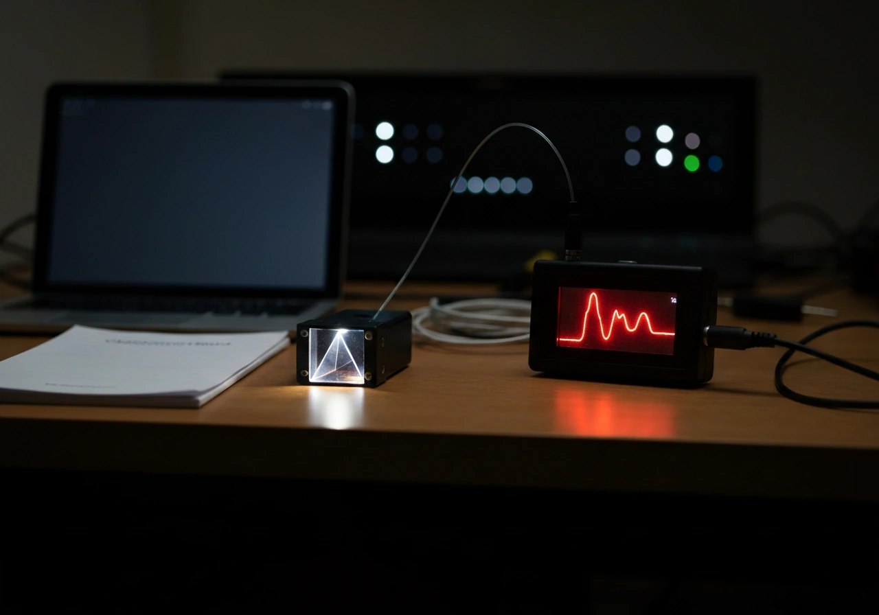 Astronomy spectrometer showing a red-shifted spectrum with distinct emission and absorption lines.