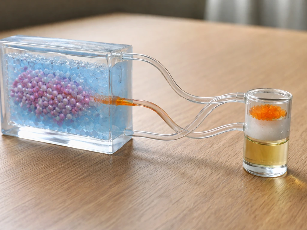 Mini tubing system removing colored waste from a gel cell cluster