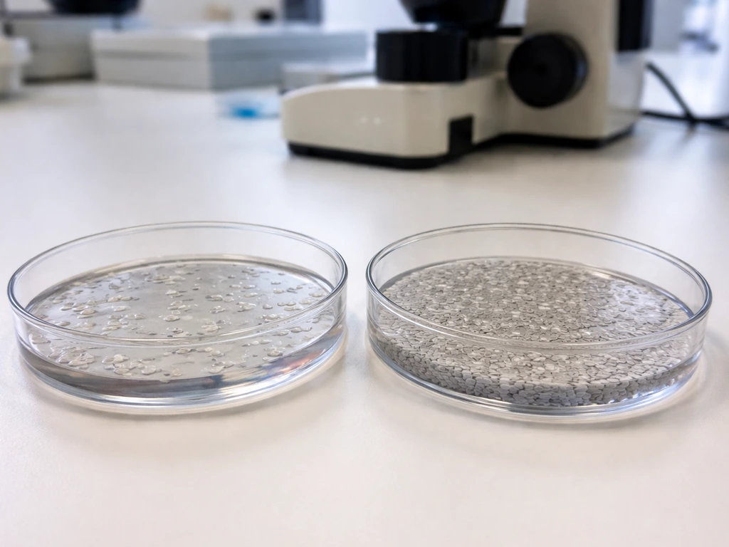 Side-by-side view of two microscope culture dishes: fresh primary cells loosely spread and immortalized cells forming a