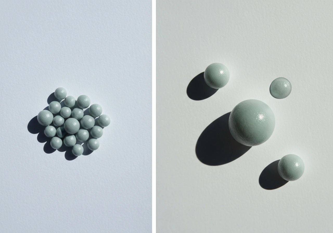 Two side-by-side groups of generic cells: left shows more cells, right shows larger cells.