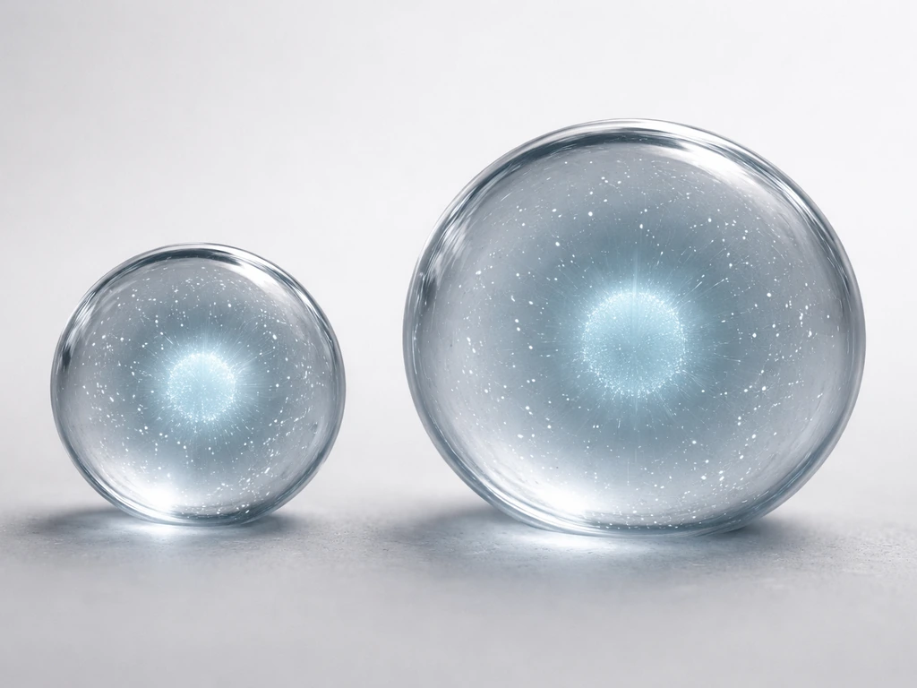 Two simple spherical cells with differing sizes, showing how thicker interior reduces diffusion toward the center.