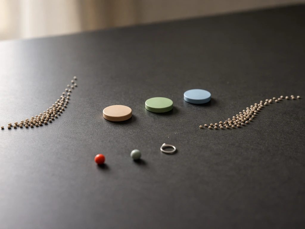 Minimal tabletop scene symbolizing J-curve and S-curve population growth with birth, death, and migration icons.