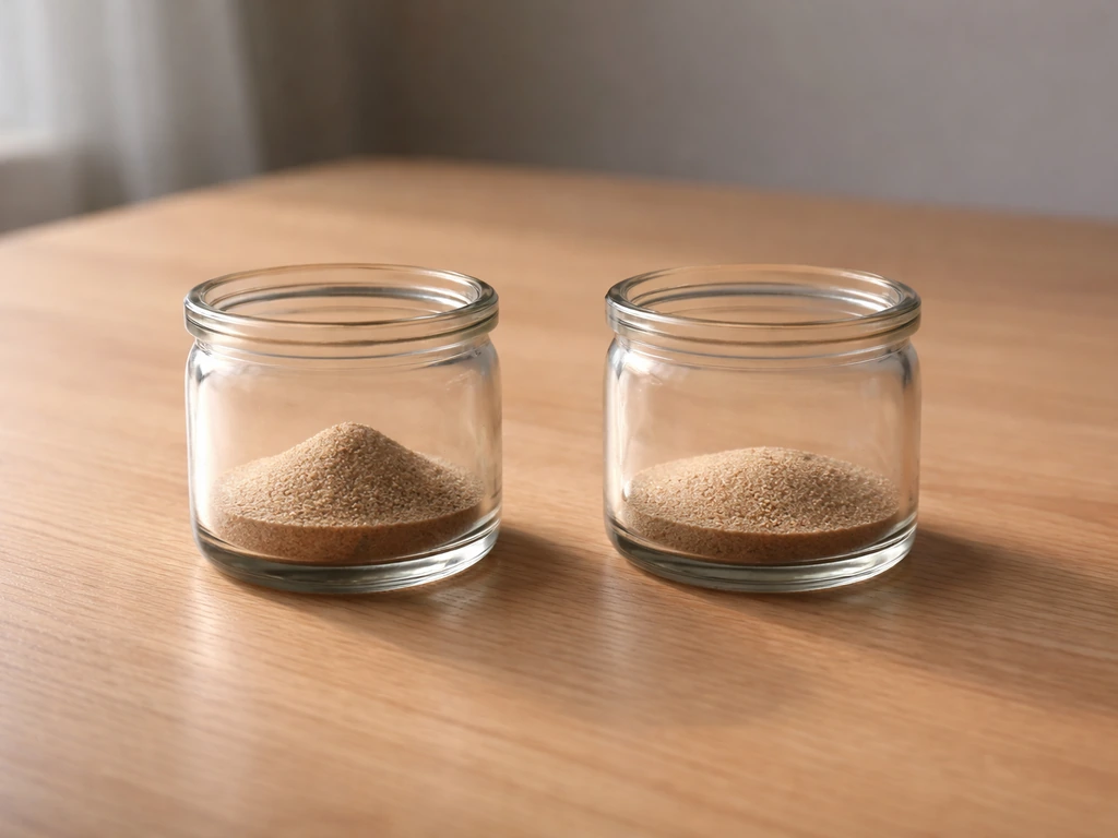 Two clear jars with sand piles: compact left and wider right, illustrating mass vs radius growth for a star.