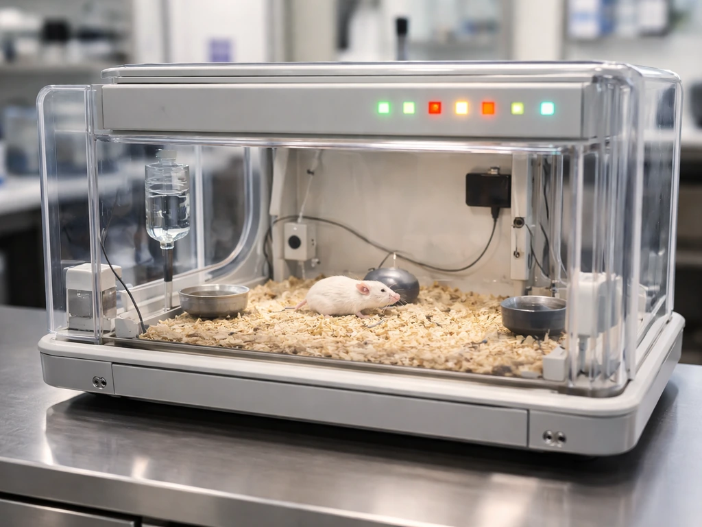 Clean veterinary lab incubator with subtle monitoring lights, suggesting controlled animal development risks.
