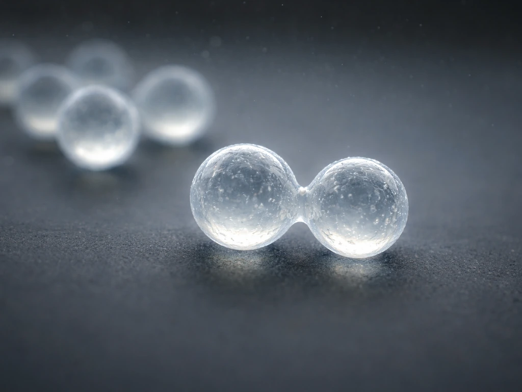 Macro photo of glowing cell-like spheres expanding and splitting into branching micro-populations.