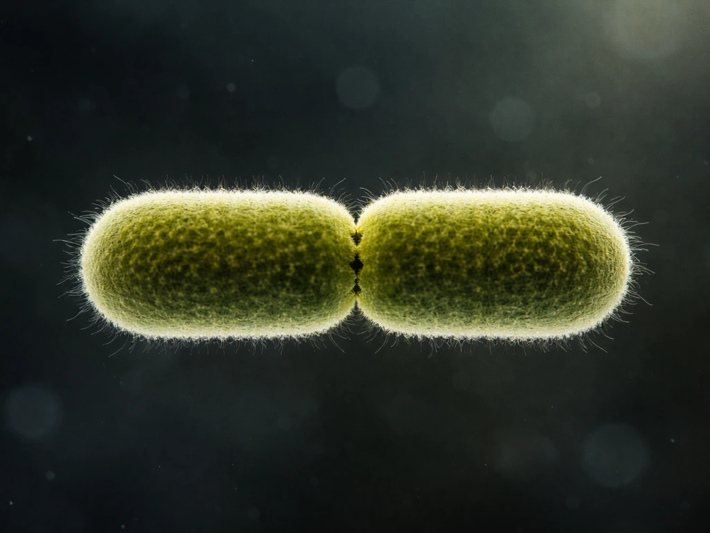Elongating rod-shaped bacterium with a clear mid-cell constriction splitting into two daughter cells