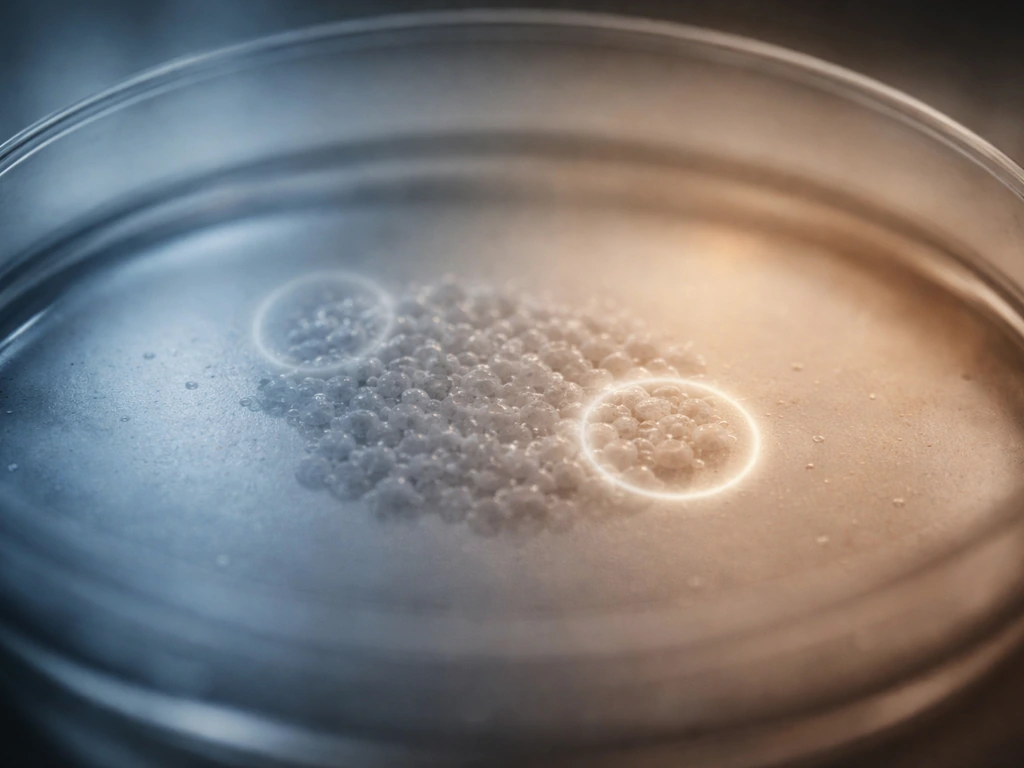 Microscope view of cultured cells with dim vs bright halos suggesting growth-factor stop vs go.