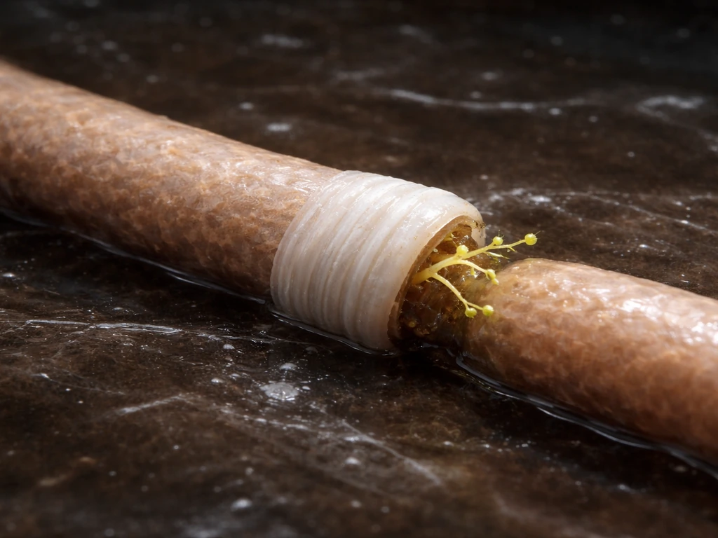 Myelin-wrapped neural fiber acts like a barrier, stopping a branching growth sprout at the boundary.