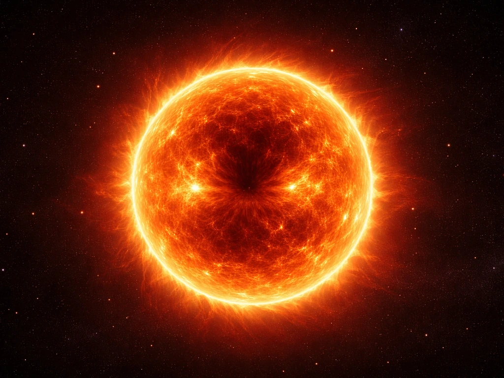 Glowing star with a darker compressed core and outward luminous plasma ripples in deep space.