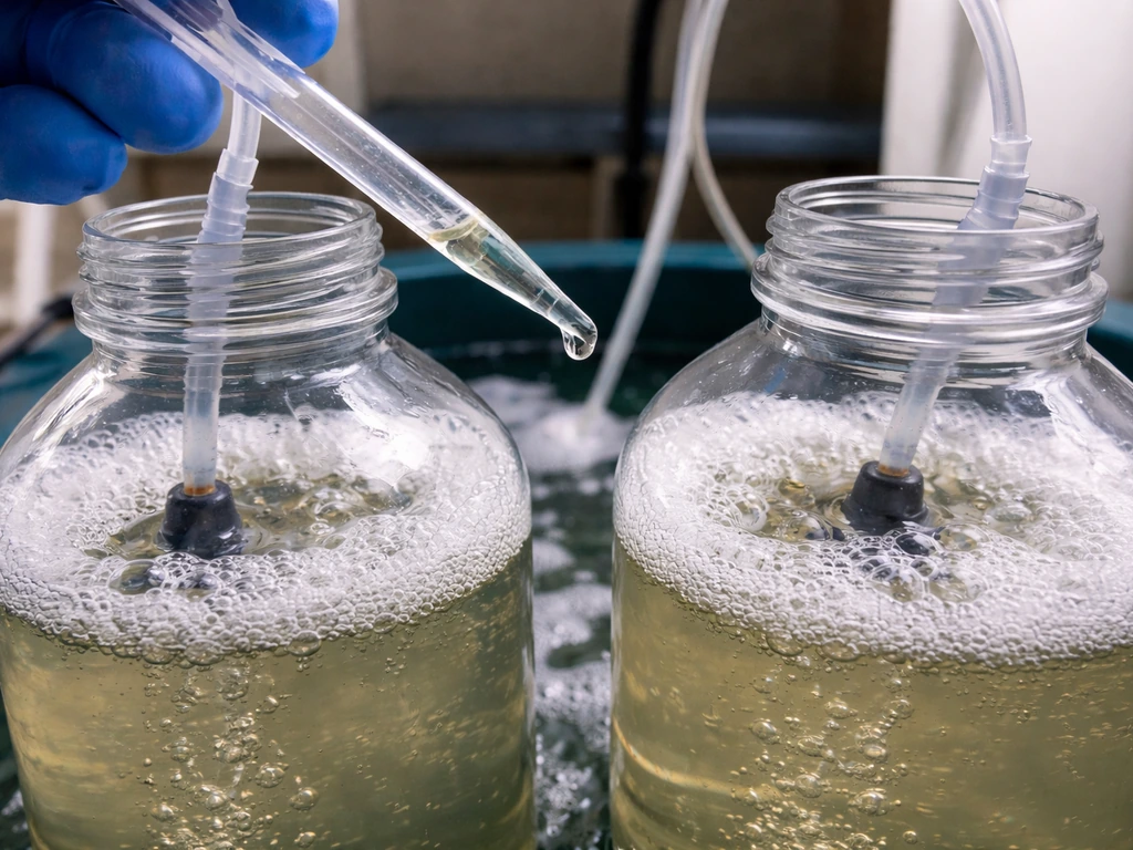 Pipette adding nutrients to seawater bottles for phytoplankton growth limitation