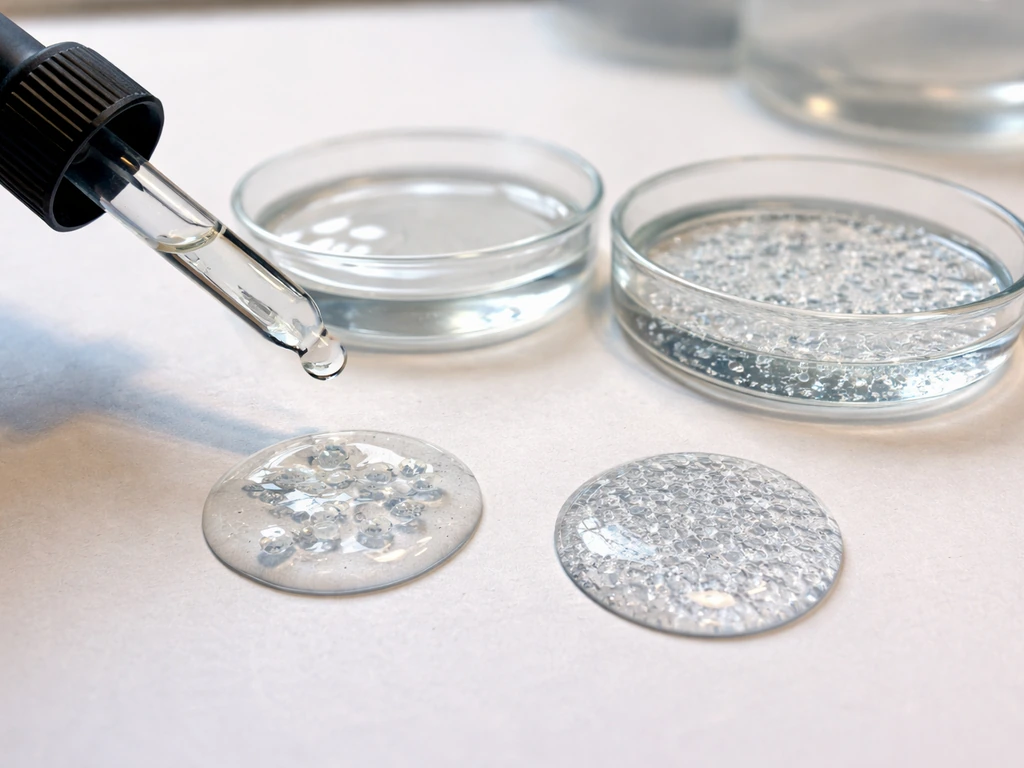 Droplets illustrating water-quality/osmolarity differences affecting amoebas