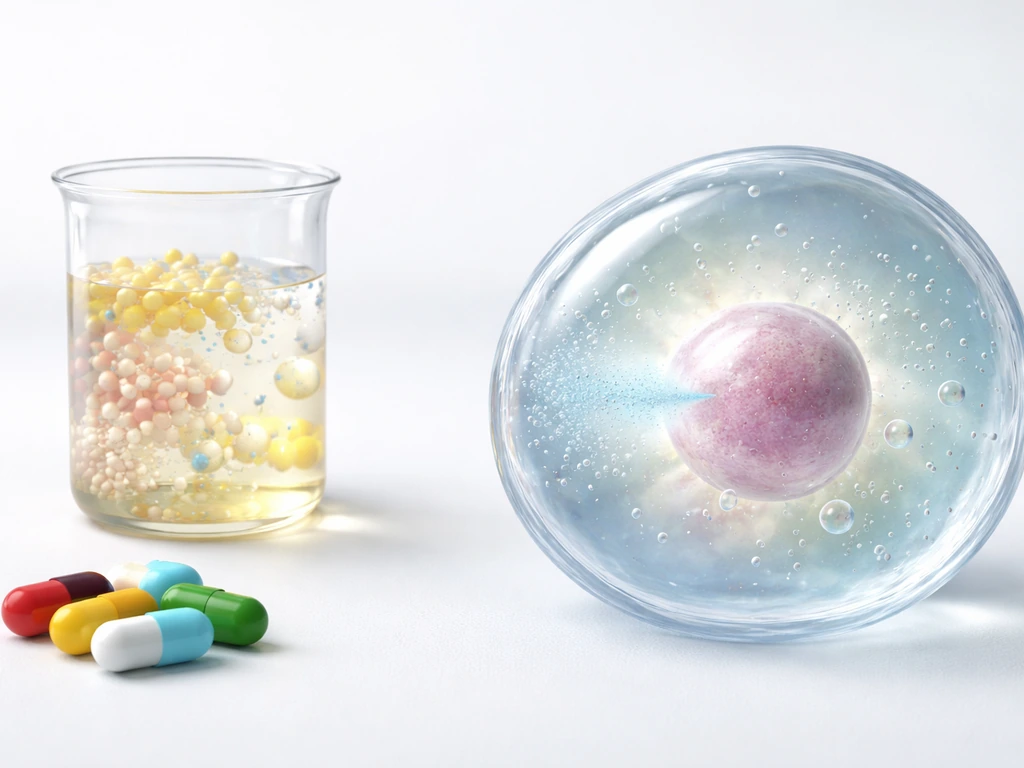 Minimal photo-style concept: nutrient building blocks beside a simple cell cross-section with an oxygen diffusion arrow.