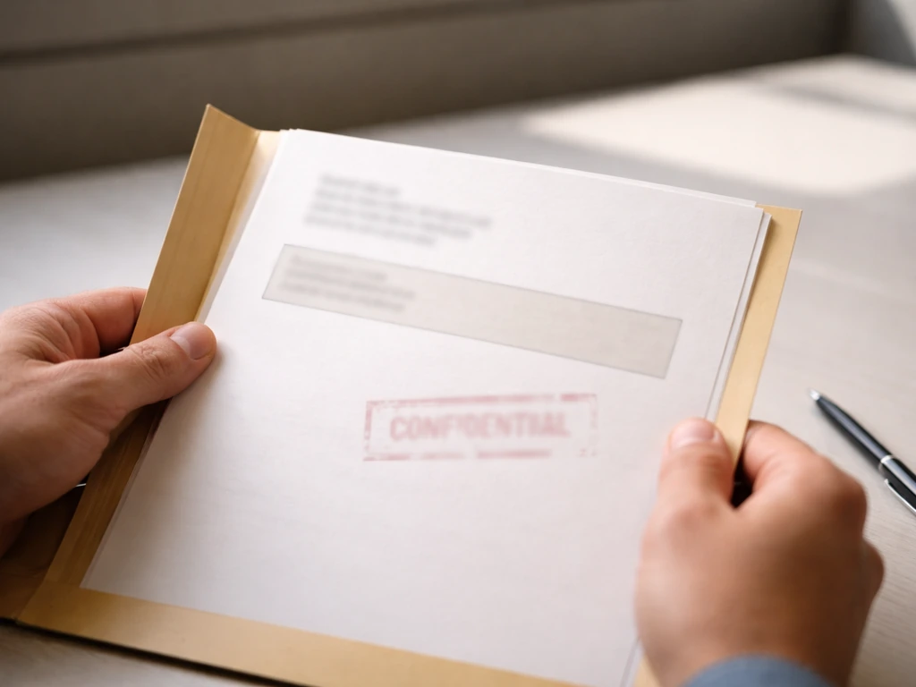 Close-up of a legal document with blurred address details and a stamped section, suggesting a licensed site match.