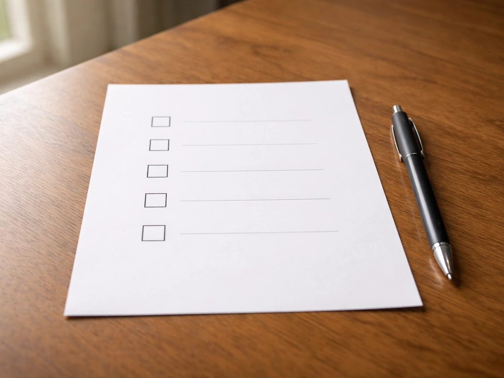 Close-up of a simple checklist on paper with checkboxes beside a Pennsylvania-themed plain backdrop