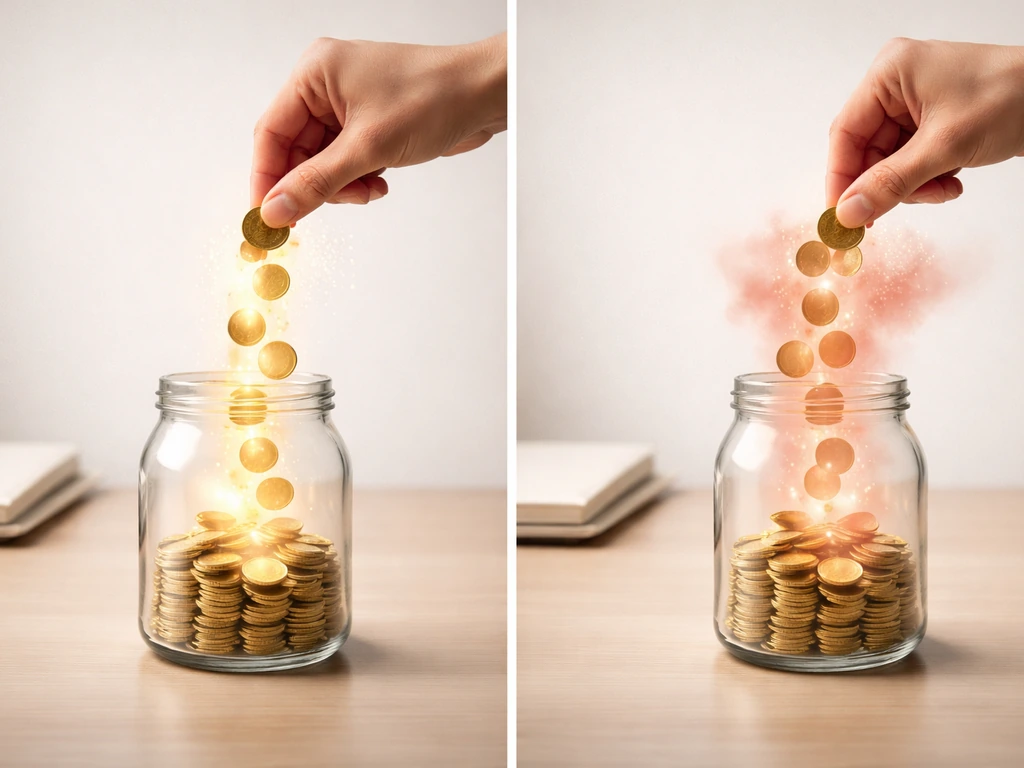 Side-by-side jars of coins showing tax-free growth versus taxable earnings with faint haze.