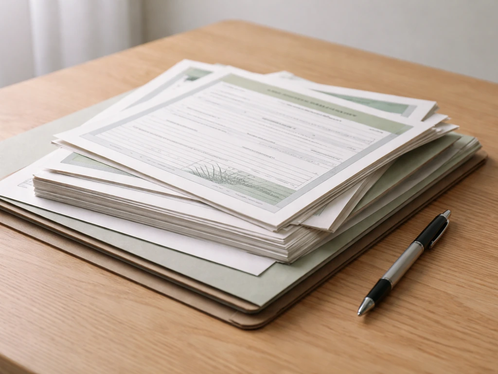 Papers and certificates for New Jersey cannabis tax credit, including a certificate, form pages, and a license, on a des